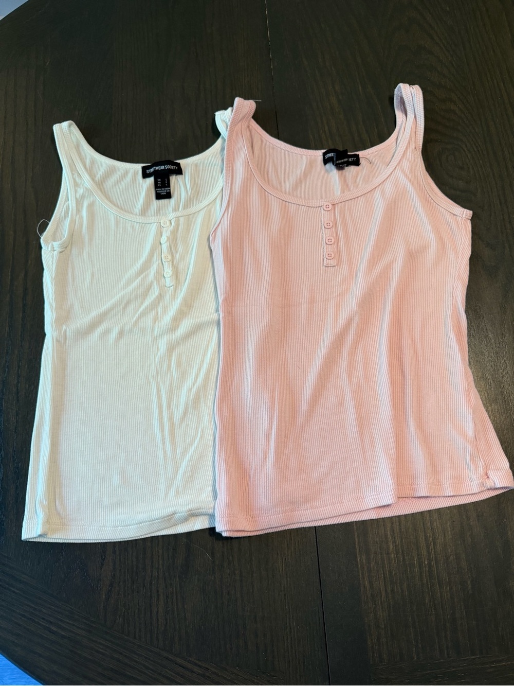 Streetwear society Ribbed Tank Tops - Pink & White Two-Pack